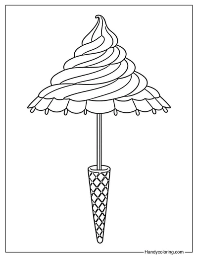 Ice Cream Umbrella Coloring Page