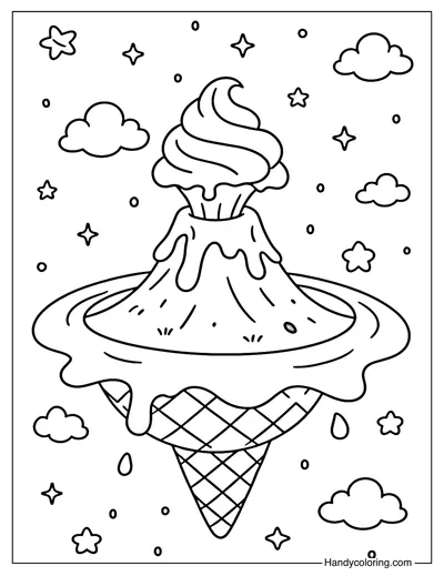 Ice Cream Volcano Orbit Coloring Page