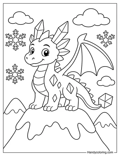 Ice Dragon Standing on a Snowy Peak