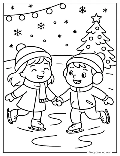 Ice Skating Day Coloring Page
