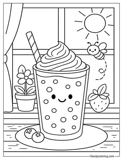 Iced Berry Smoothie Coloring Page