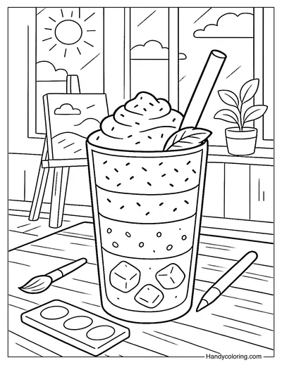Iced Matcha Fusion Coloring Page