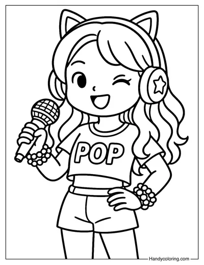 Idol Girl Coloring Page