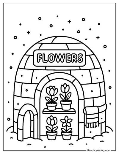Igloo Ice Flower Shop Coloring Page