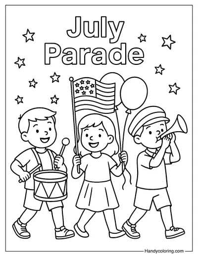 Independence Day Parade Coloring Page