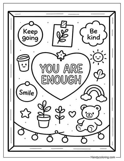 Inspiration Board You Are Enough Coloring Page