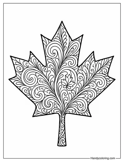 Intricate Maple Leaf Pattern Coloring Page