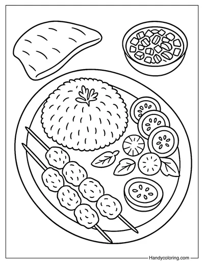 Iranian Food Platter Coloring Page