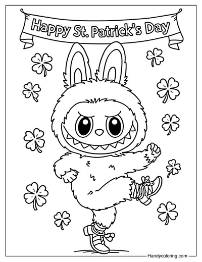 Irish Dance Labubu Coloring Sheet