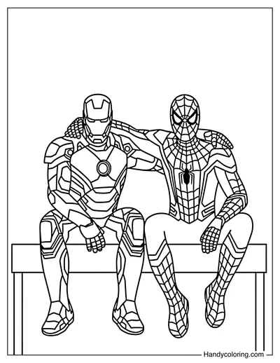 Iron Man and Spider Man Sitting Together