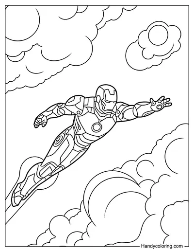 Iron Man Flying Over Simple Clouds
