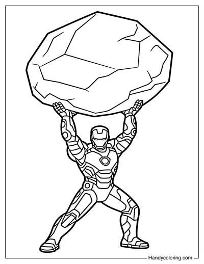 Iron Man Lifting a Big Rock