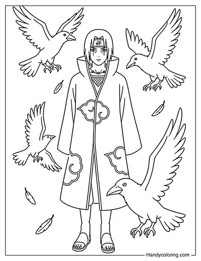Itachi Standing with Crows Around