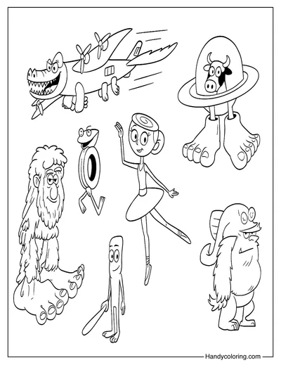 Italian Brainrot Characters Coloring Page
