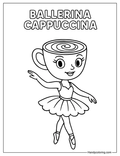 Italian Brainrot Coloring Page Ballerina Cappuccina