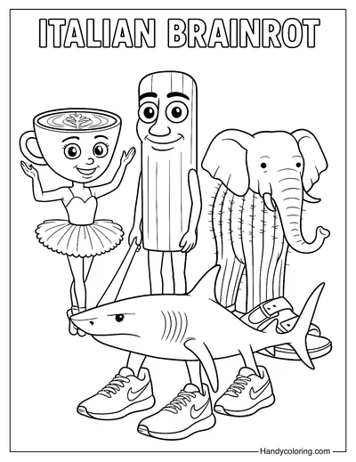 Italian Brainrot Coloring Page for Kids