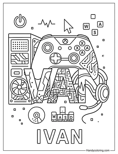 Ivan Gamer Name Coloring Page