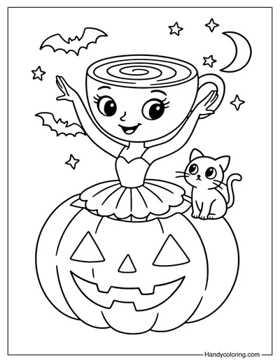 Jack O Lantern Ballerina Cappuccina Coloring Page