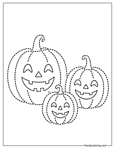 Jack O Lantern Family Tracing Coloring Page
