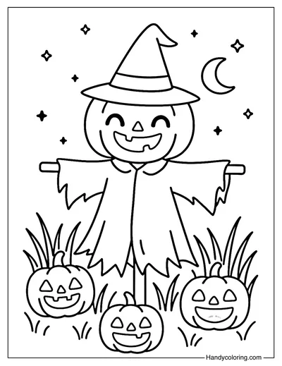 Jack O Lantern Scarecrow Coloring Page