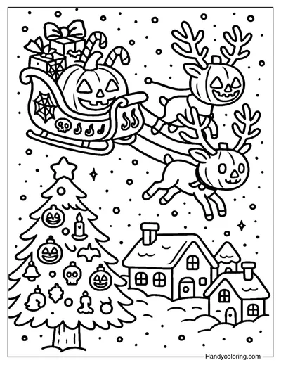 Jack O Lantern Sleigh Coloring Page