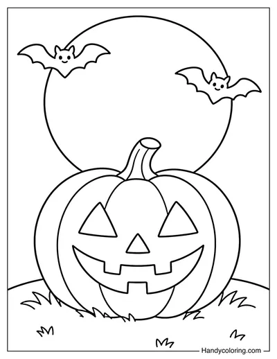 Jack-O'-Lantern Under Full Moon