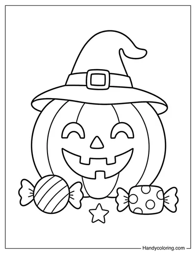 Jack-O'-Lantern with Witch Hat
