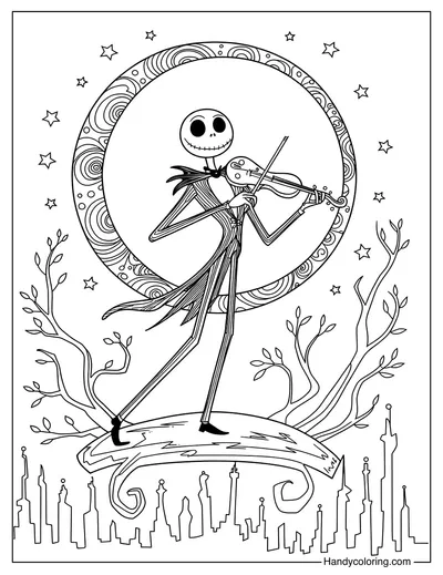 Jack Playing Violin Coloring Page