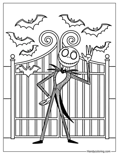 Jack Skellington Waving Coloring Page