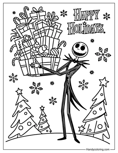 Jack with Candy Gifts Coloring Page