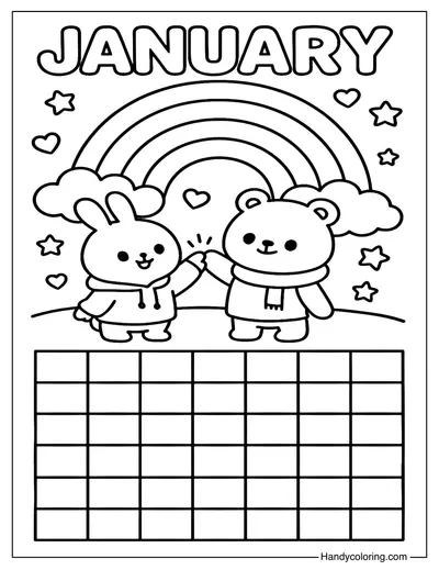 January Calendar Coloring Page