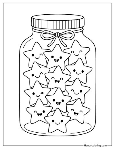 Jar of Stars Coloring Page