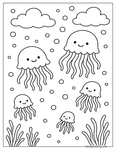 Jellyfish Parade Coloring Page