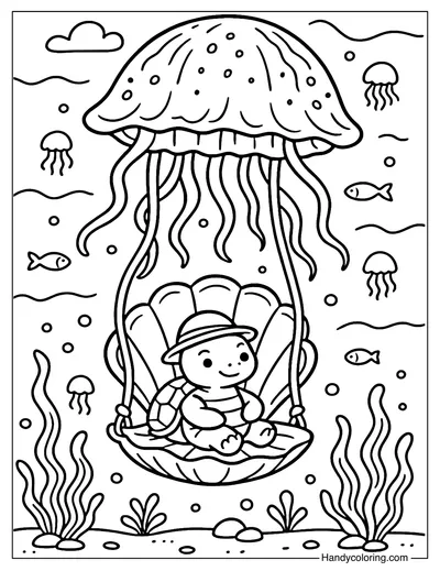 Jellyfish Swing Coloring Page