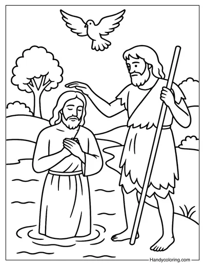 Jesus Baptism Coloring Page