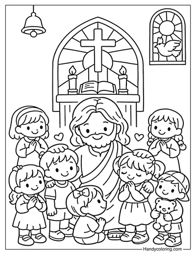 Jesus Blessing Children in Church