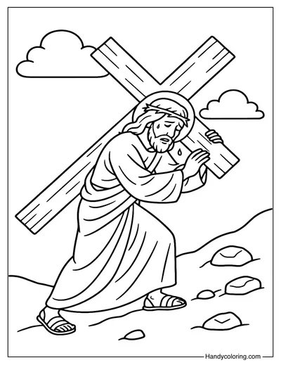 Jesus Carrying the Cross Coloring Page