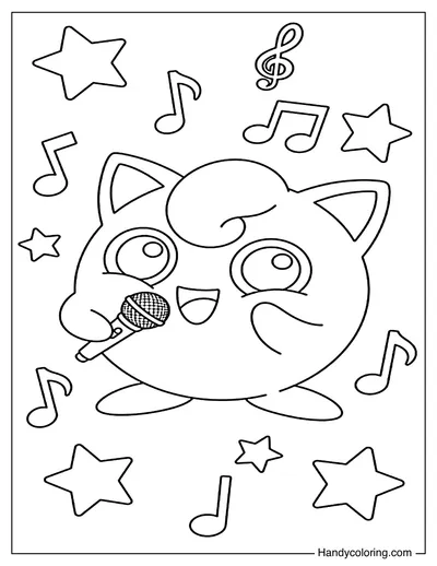 Jigglypuff Singing with Music Notes
