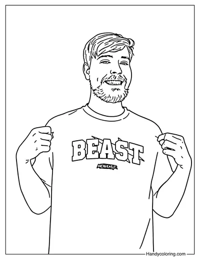 Jimmy Donaldson MrBeast Coloring Page