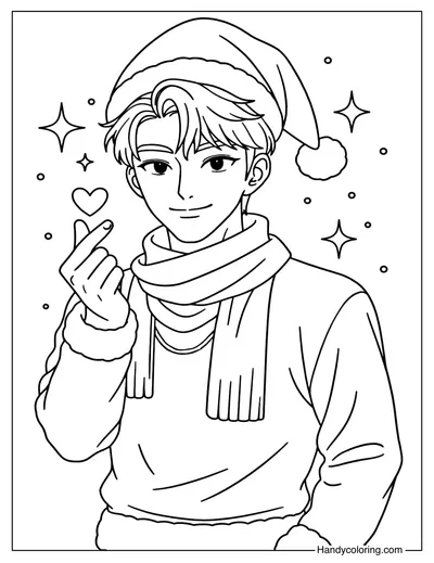 Jinu Making a Finger Heart at Christmas