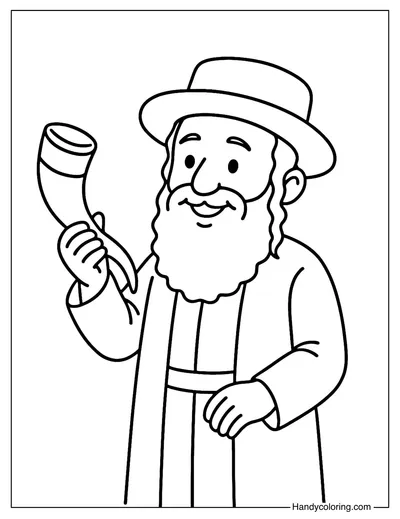 Joyful Rabbi Coloring Page