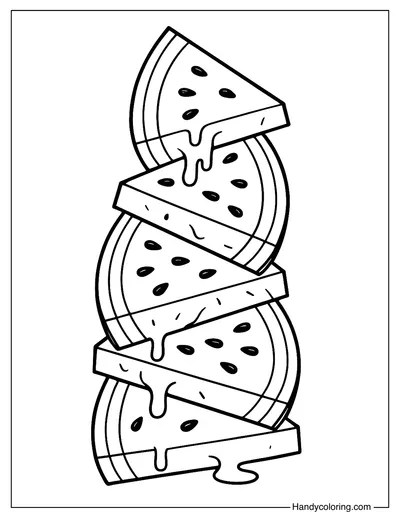 Juicy Watermelon Stack Coloring Page