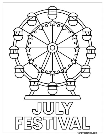 July Ferris Wheel Coloring Page