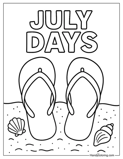 July Flip Flops Coloring Page