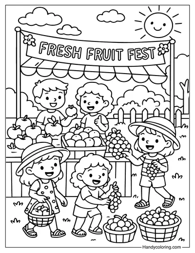 July Fresh Fruit Fest Coloring Page