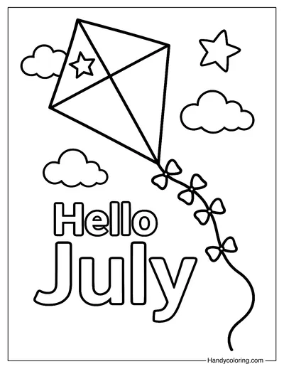 July Kite Coloring Page