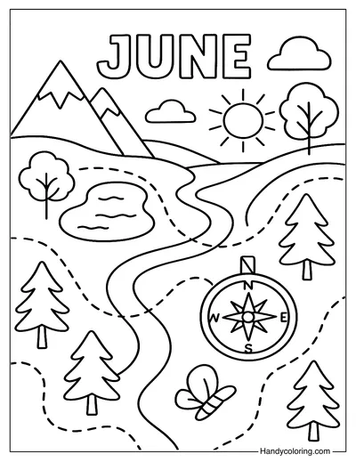 June Adventure Map Coloring Page
