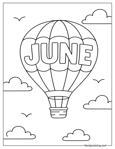 June Balloon Ride Coloring Page