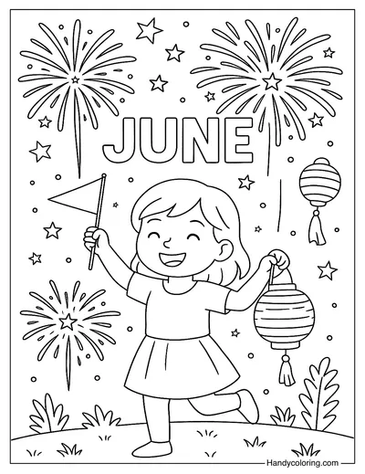 June Fireworks Festival Coloring Page