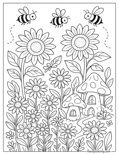 June Garden Flowers Coloring Page
